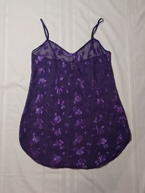 NWOT Petra Fashions Purple Floral Sheer Cami Lingerie